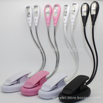 Dual Head 4 LED Rechargeable USB Clip Music Stand Book Light Lamp Reading Room Bedroom Wirless Children Kids Night Light